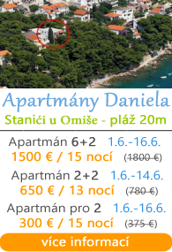 Apartmány Daniela - Stanići u Omiae