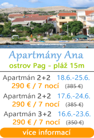 Apartmány Ana - ostrov Pag